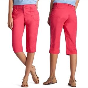 NEW LEE Capri Pants Hibiscus Pink Relaxed Fit Middleton Knit Waist Size 10 NWOT